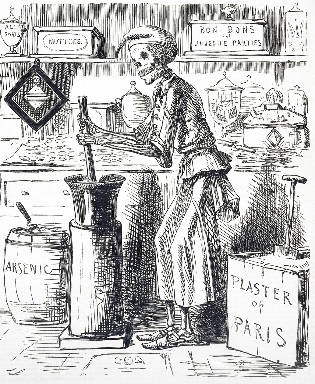 'Gıda Katkılarıyla Zehirlenme' başlıklı karikatür by John Leech