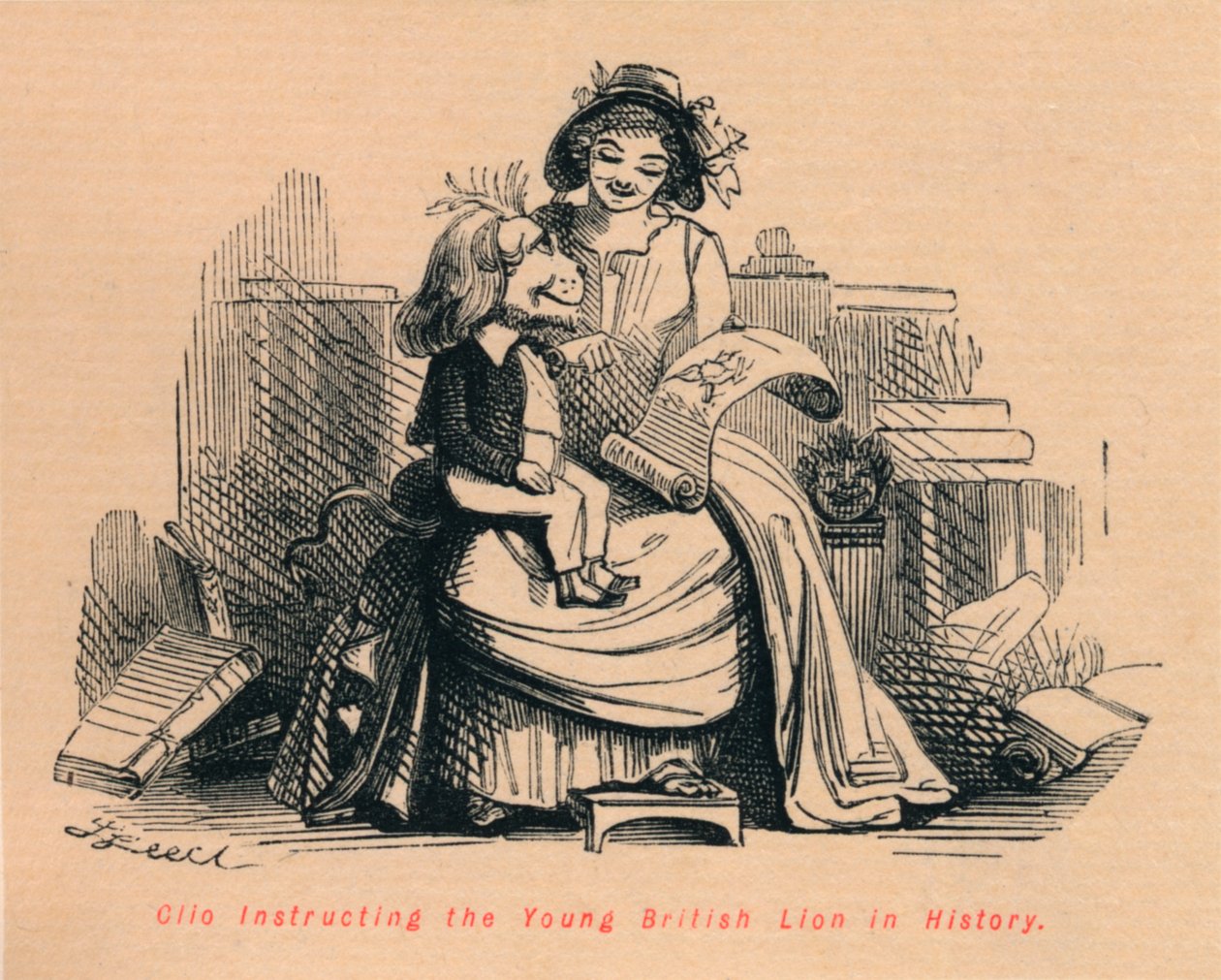 Clio, Tarihte Genç İngiliz Aslanına talimat veriyor, c1860, c1860 by John Leech