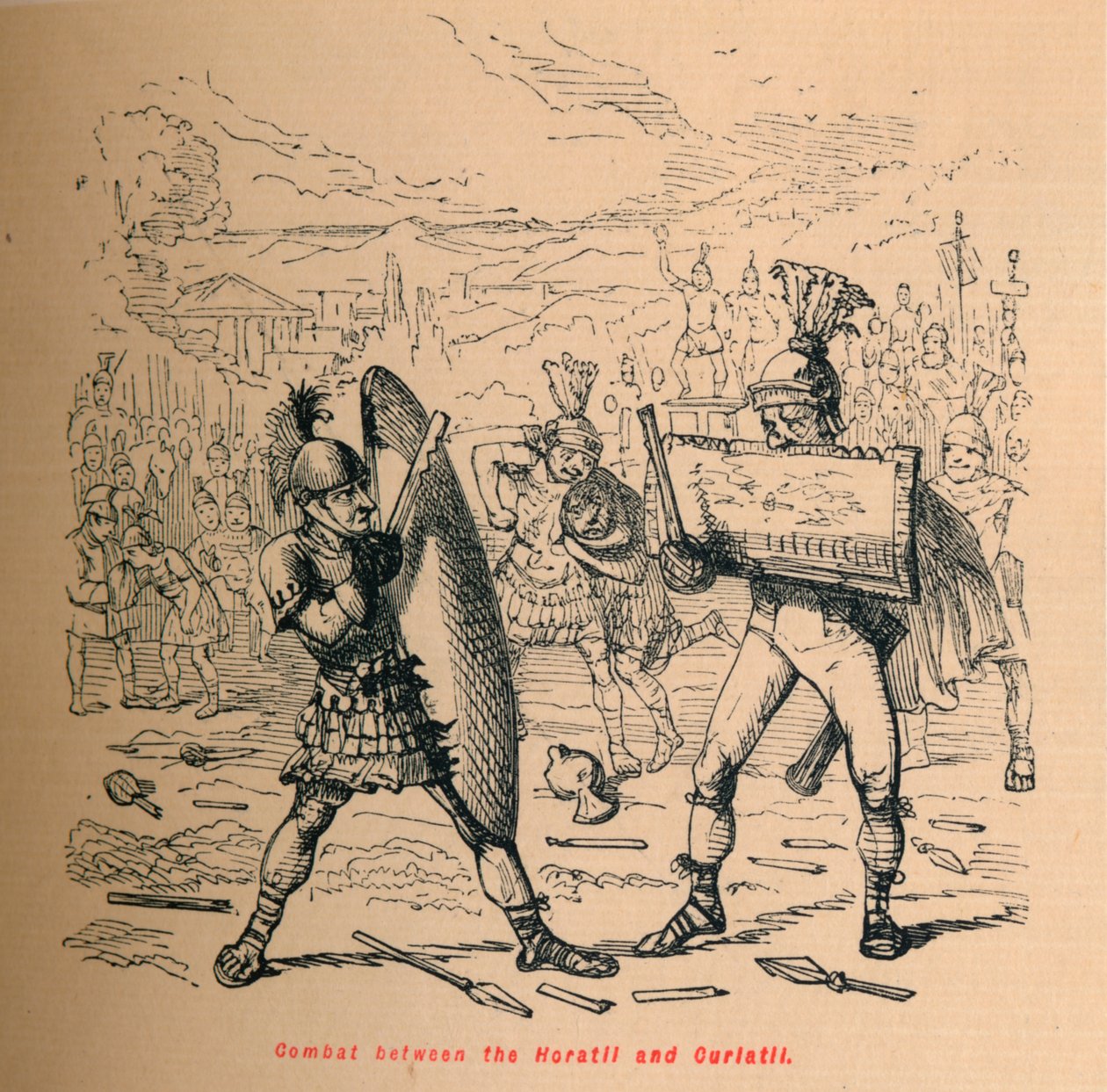 Horatii ve Curiatii arasındaki savaş, 1852 by John Leech