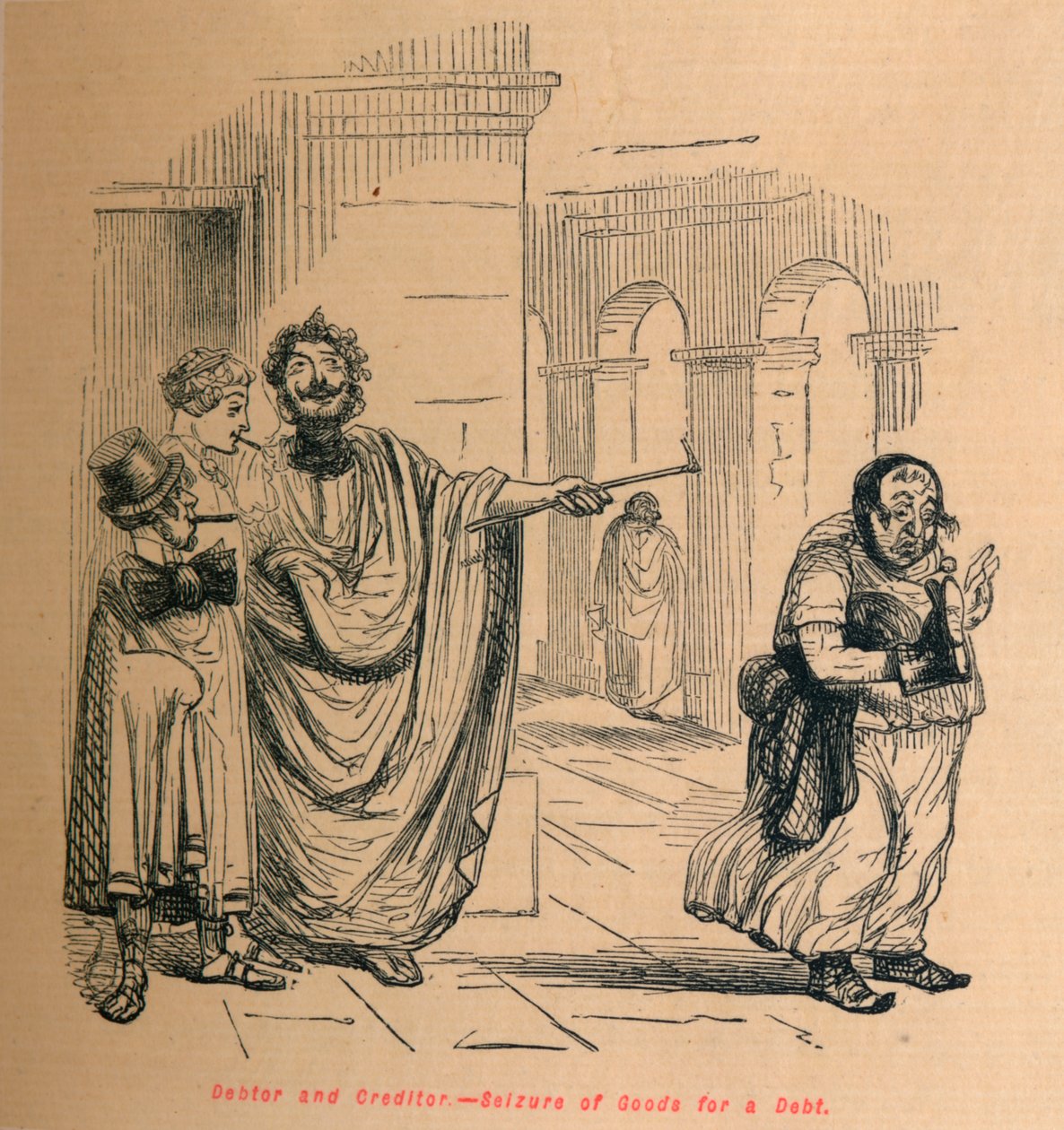 Borçlu ve Alacaklı - Bir Borç İçin Mallara El Koyma, 1852 by John Leech