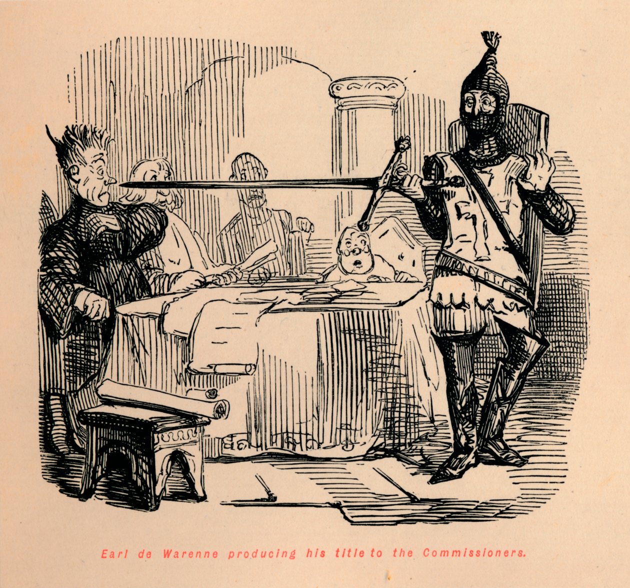 Earl de Warenne, Komiserler için unvanını üretiyor, c1860, c1860 by John Leech