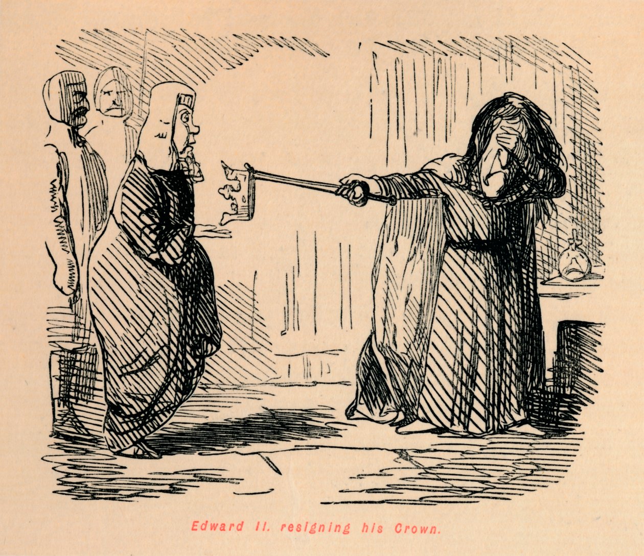 Edward II. tahtından istifa ediyor, c1860, c1860 by John Leech