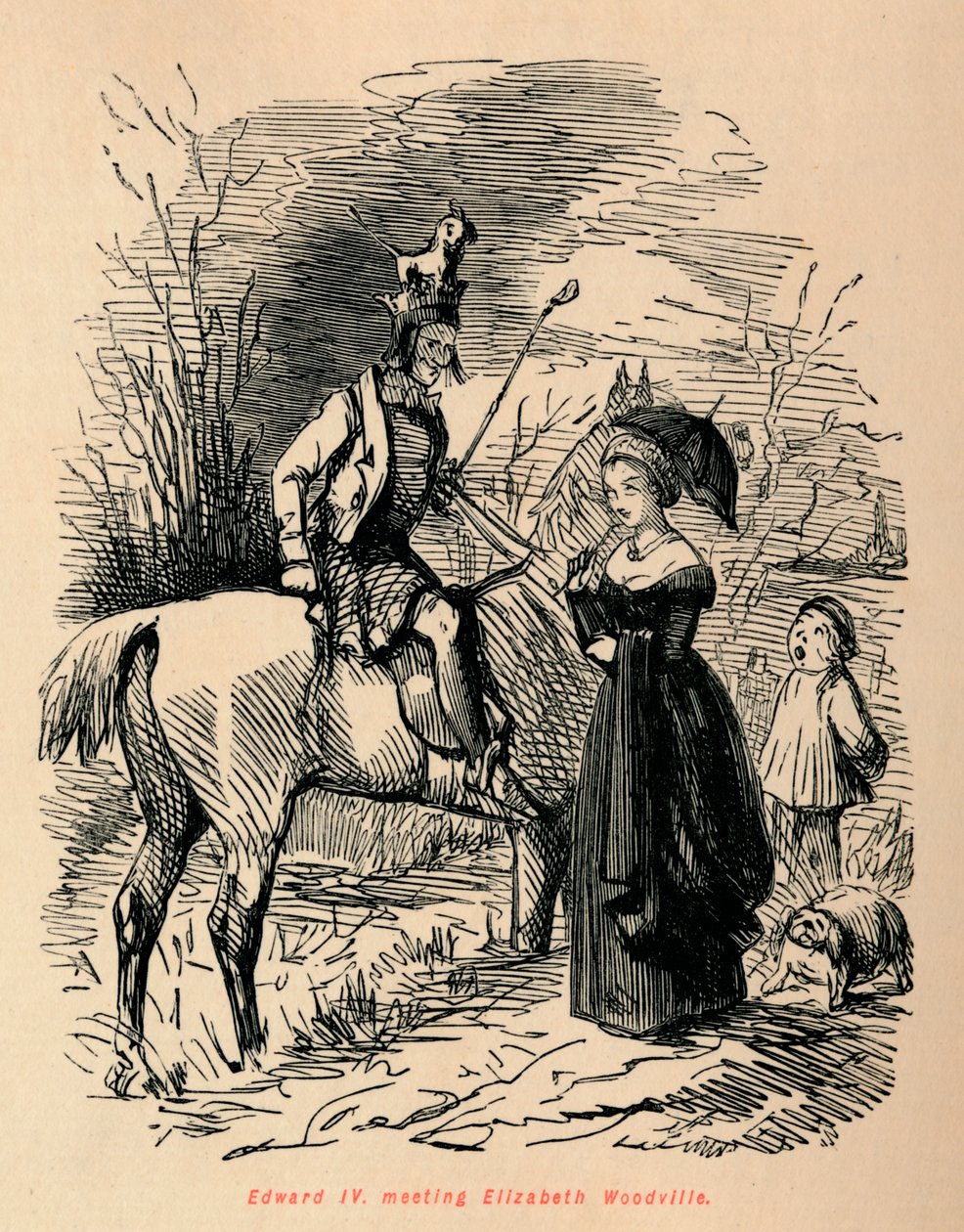 Edward IV, Elizabeth Woodville ile tanışıyor, c1860, c1860. by John Leech