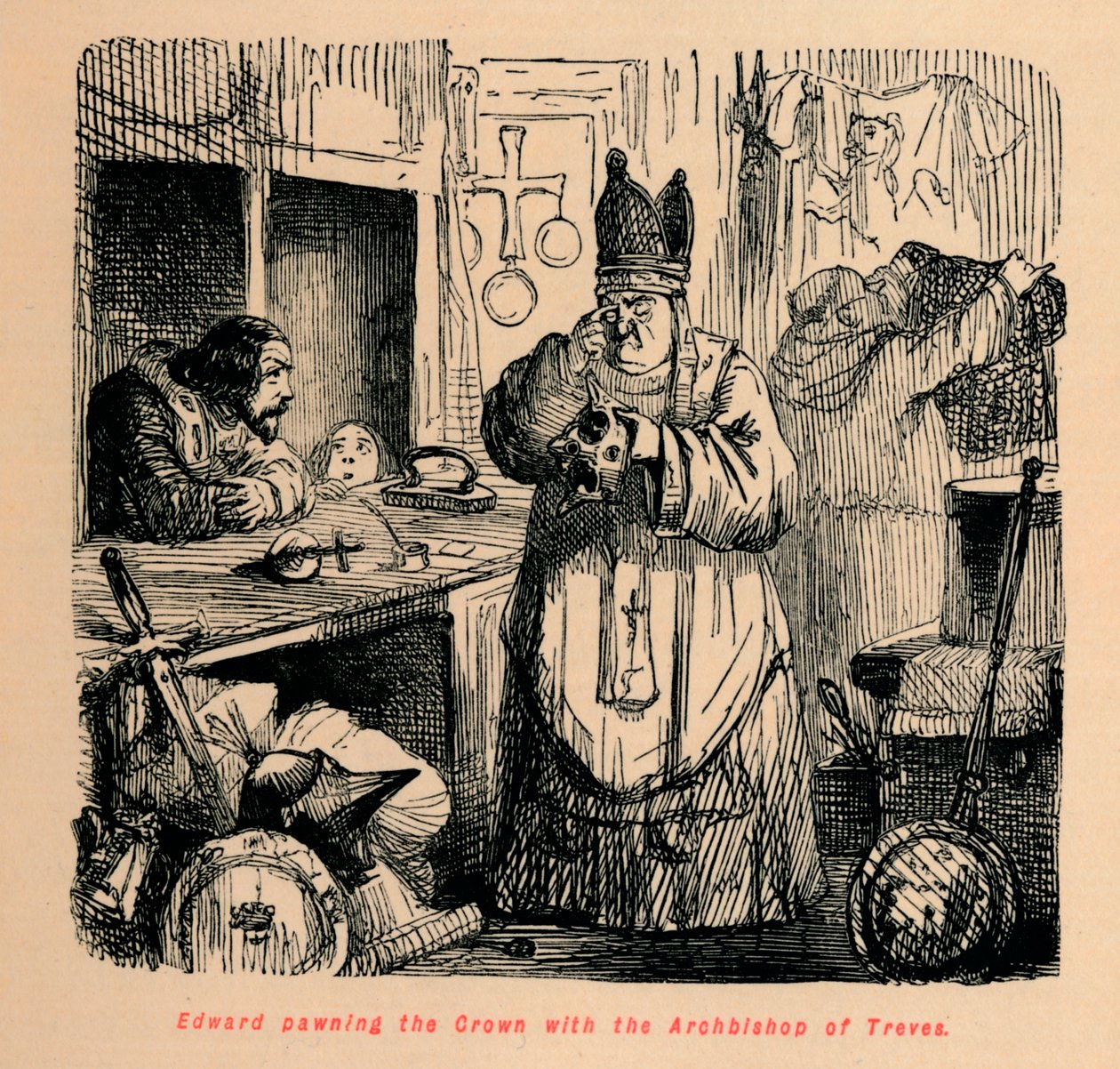 Edward, tacı Treves Başpiskoposu ile rehin veriyor, c1860, c1860 by John Leech