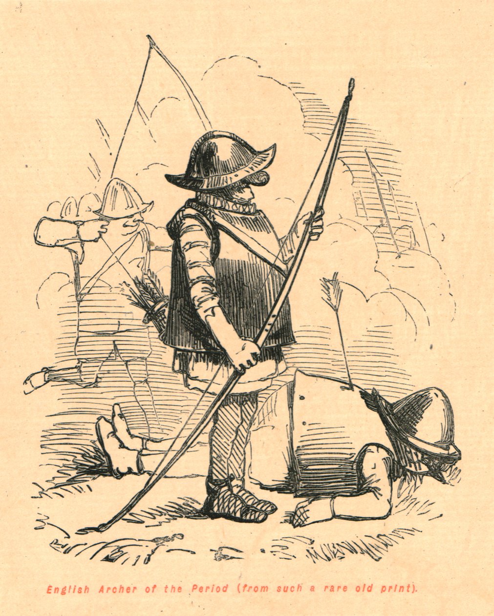 Dönemin İngiliz Okçusu, çok nadir bulunan eski bir baskıdan, 1897. by John Leech