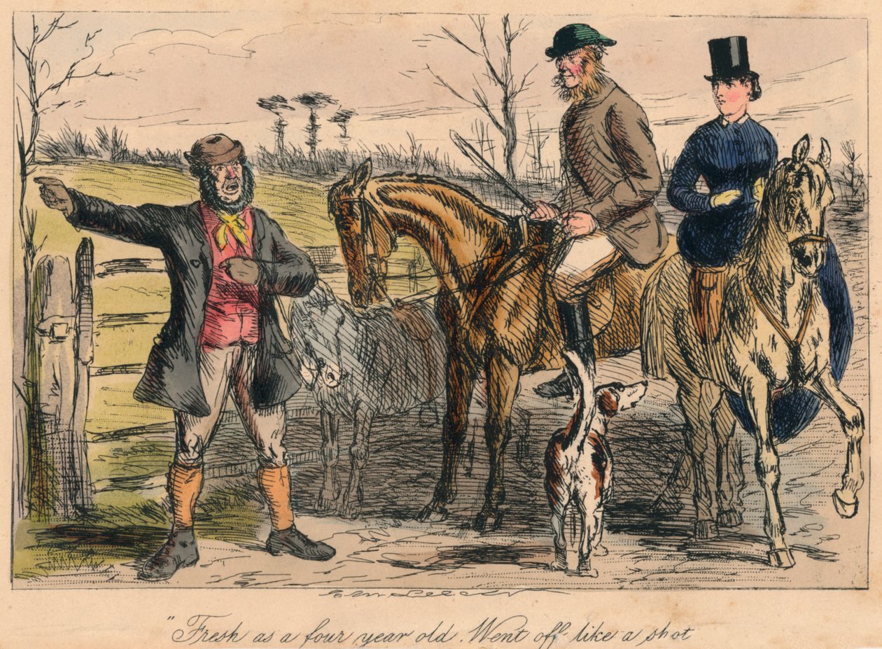 Dört yaşında taze. Bir atış gibi gitti, 1865 by John Leech