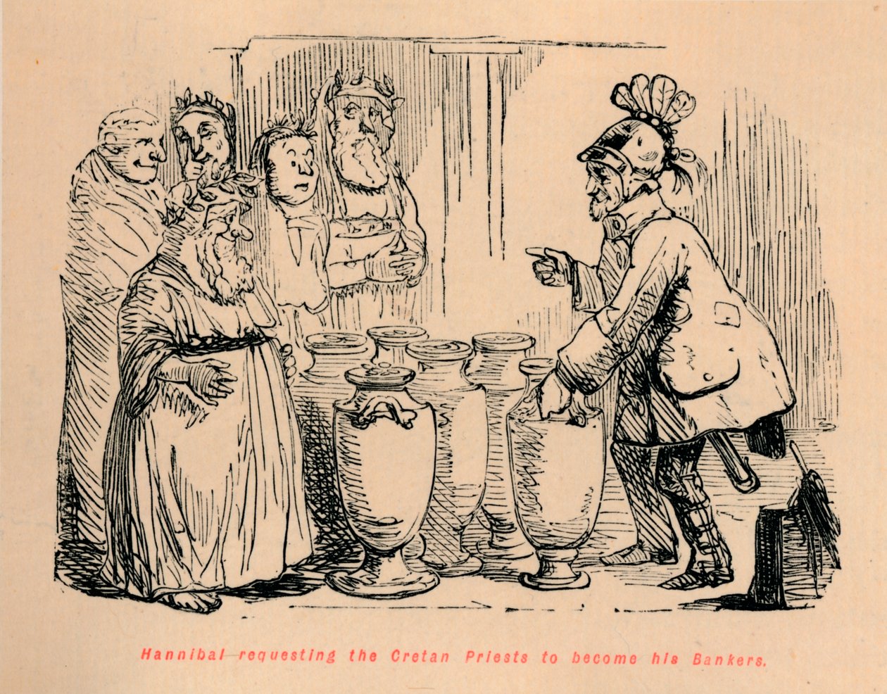 Hannibal, Girit Rahiplerinin Bankacıları olmasını talep ediyor, 1852 by John Leech
