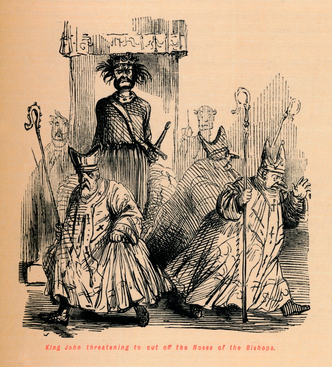 Kral John, Piskoposların Burunlarını kesmekle tehdit ediyor, c1860, c1860 by John Leech