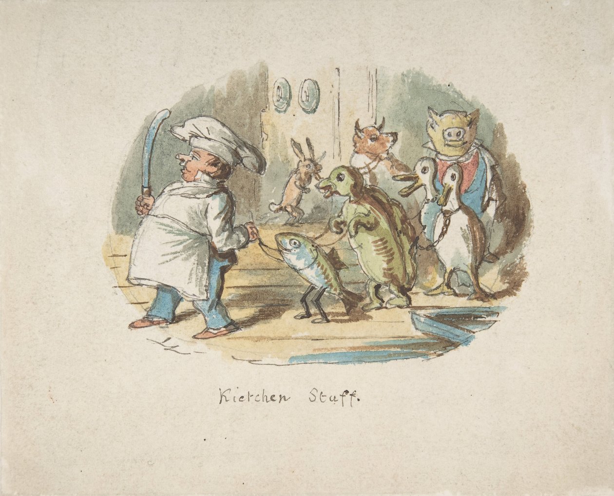 Mutfak Personeli recto, Hiker ile Dağlık Manzara verso, 1837-64. by John Leech