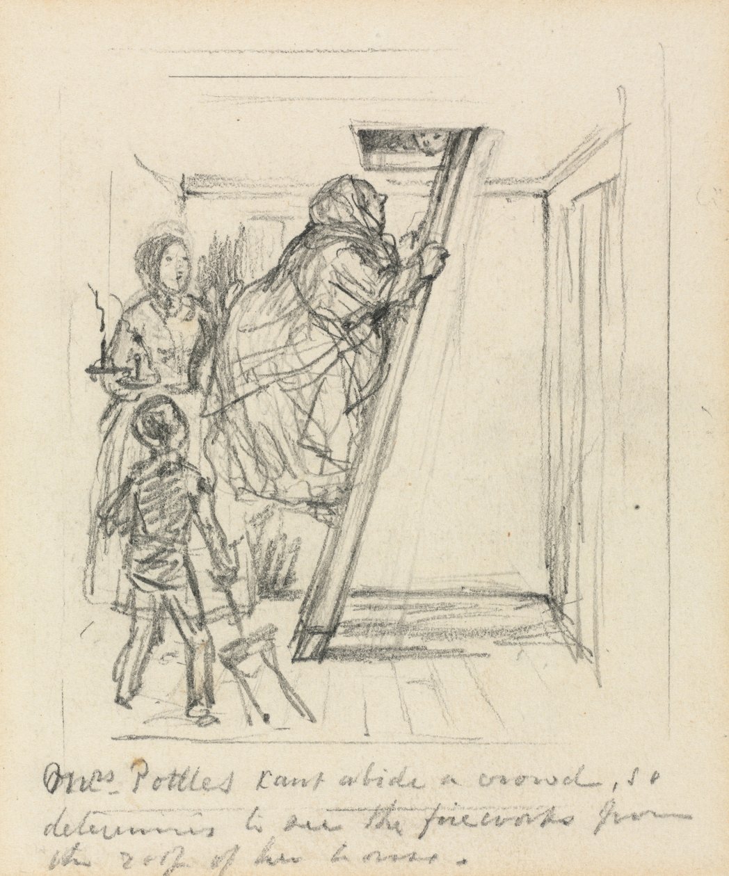 Bayan Potts bir Kalabalığa tahammül edemez. by John Leech