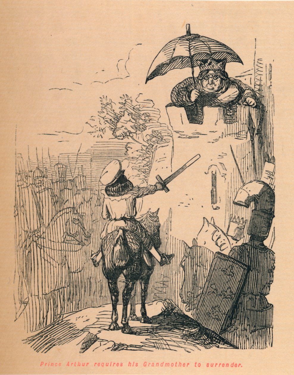 Prens Arthur, Büyükannesinin teslim olmasını istiyor, c1860, c1860 by John Leech