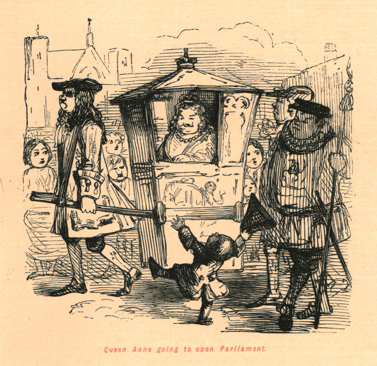 Kraliçe Anne Parlamentoyu açacak, 1897. by John Leech