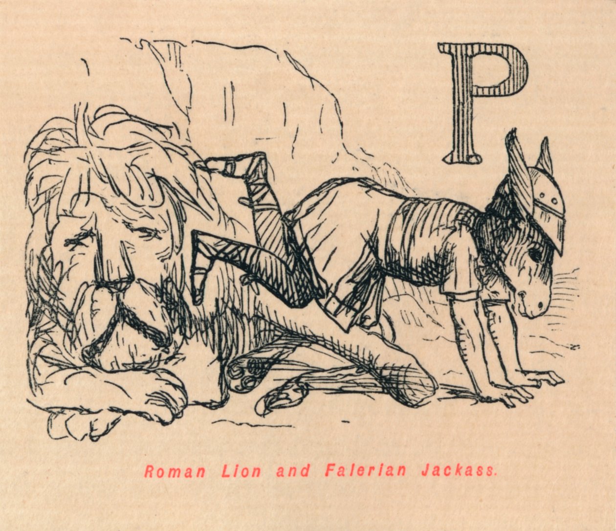 Roma Aslanı ve Falerian Jackass, 1852 by John Leech