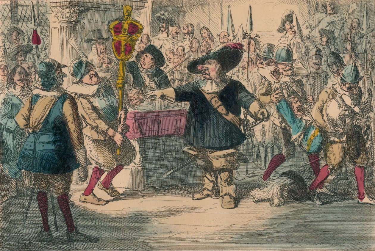 Şu Önemsiz Şeyi Alın: Cromwell uzun Parlamentoyu dağıtıyor, 1850 by John Leech