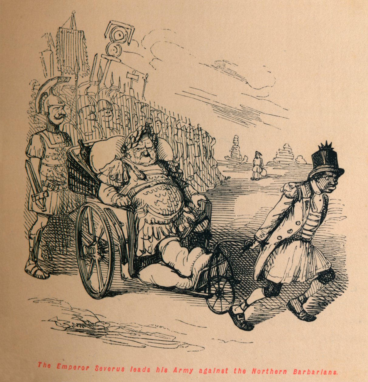İmparator Severus, Ordusunu Kuzey Barbarlara karşı yönetiyor, c1860, c1860 by John Leech
