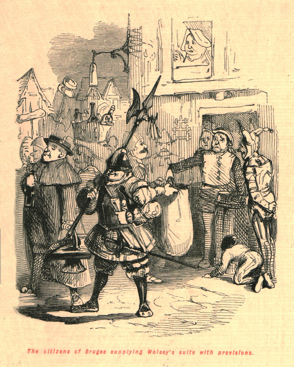 Wolseys süitine erzak sağlayan Bruges vatandaşları, 1897. by John Leech