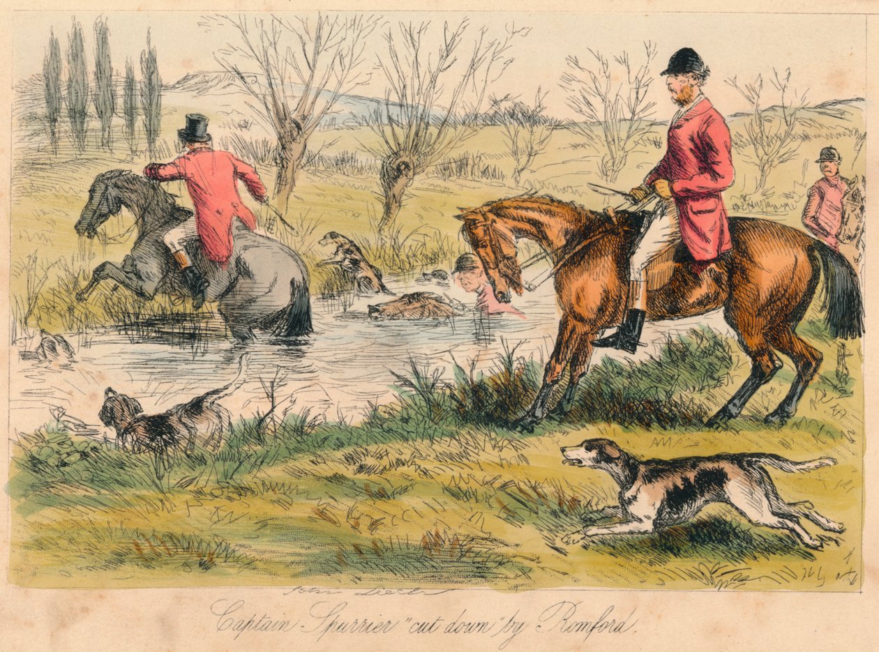 Kaptan Spurrier, Romford tarafından kesilmiş, 1865. Sanatçılar: John Leech, Hablot Knight Browne. by John Leech and Hablot Knight Browne