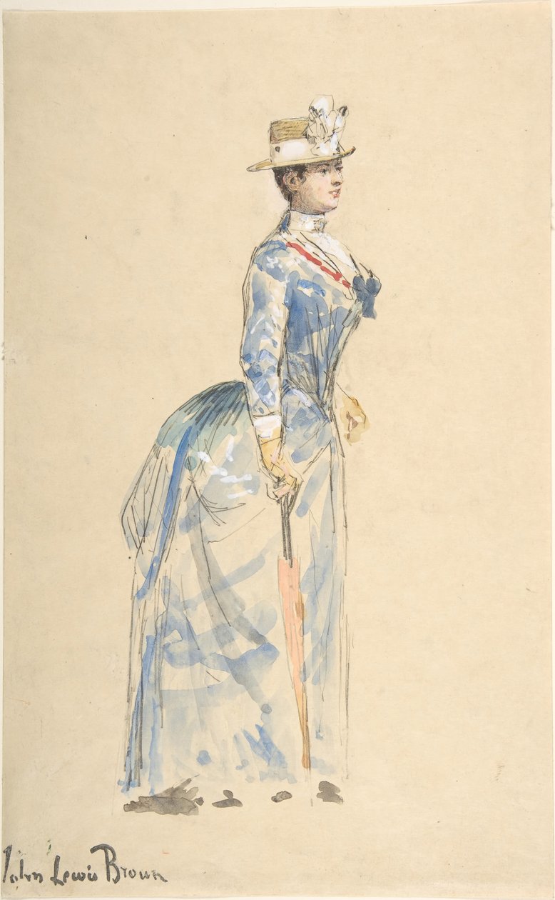Mavi Giyinmiş Kadın, 19. yüzyıl. by John Lewis Brown