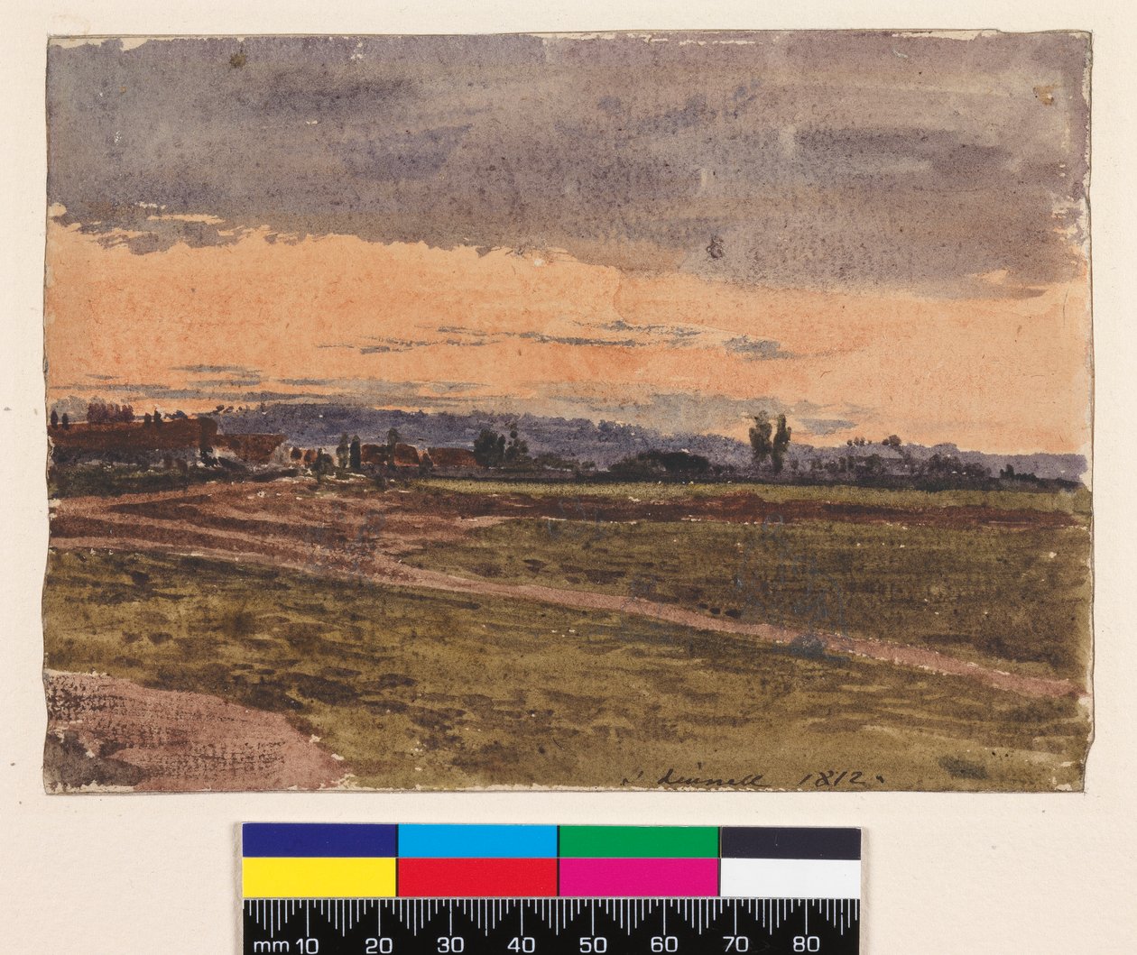 Recto: Gün batımı. Verso: Aynı konu için bir eskiz, 1812 by John Linnell