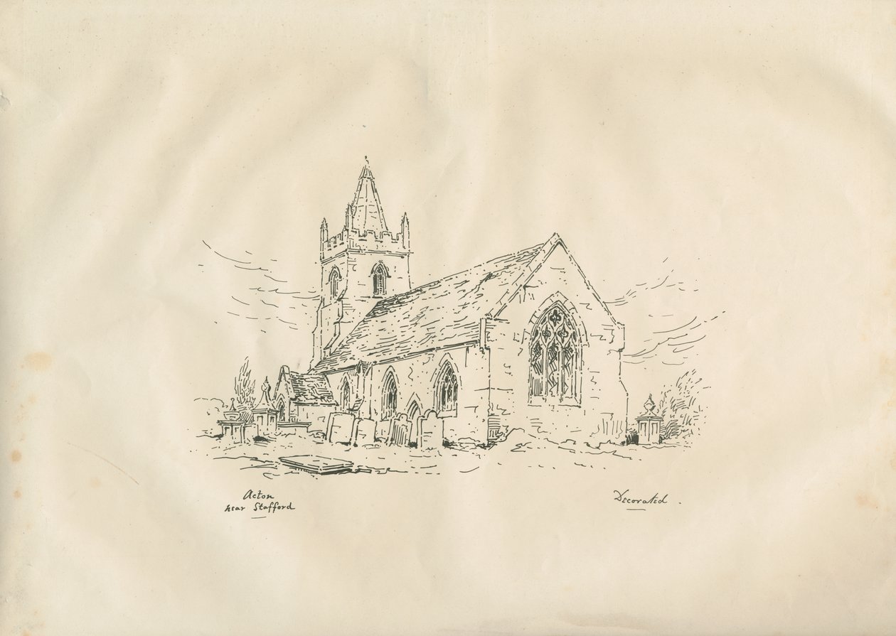 Acton Trussell Kilisesi: kalem ve mürekkepli litografi, ve [?19.yüzyıl] by John Louis Petit