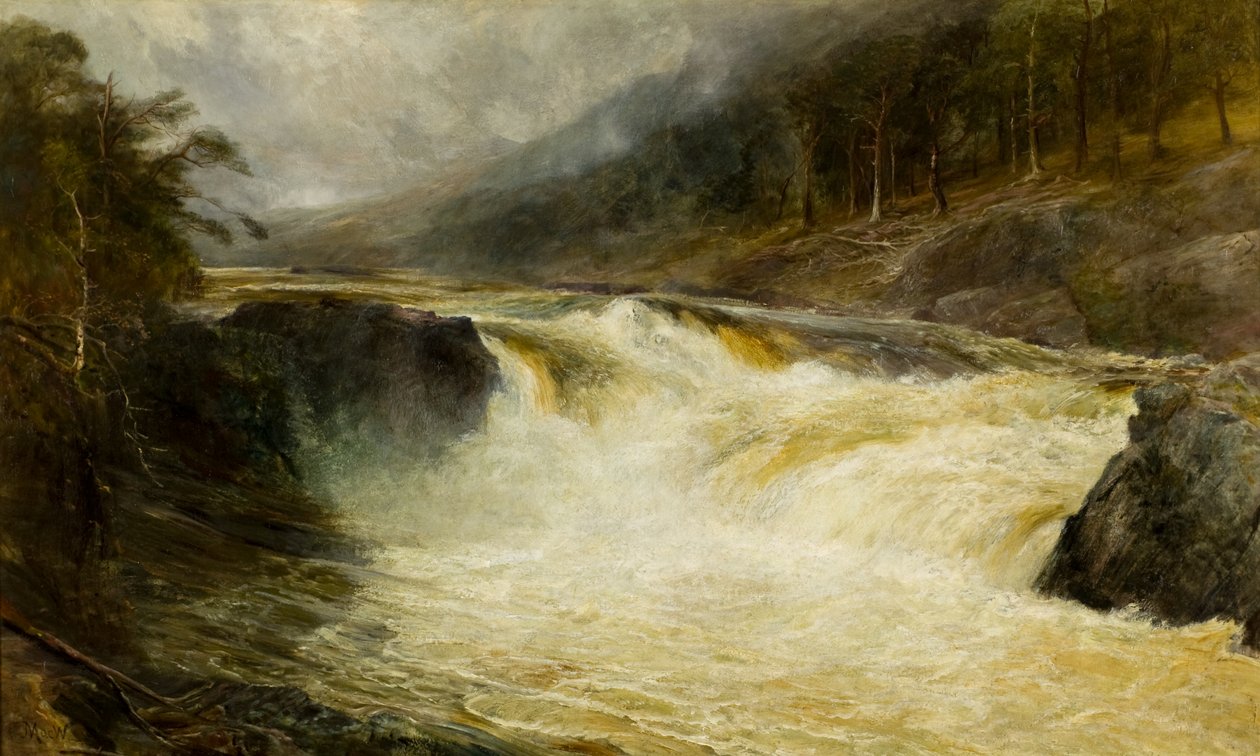 Tummel Şelalesi, 1875 dolayları (tuval üzerine yağlı boya) by John MacWhirter