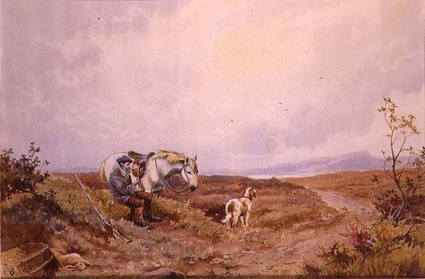 Çekim sonrası dinlenme (kağıt üzerine sulu boya) by John Maclaren Barclay