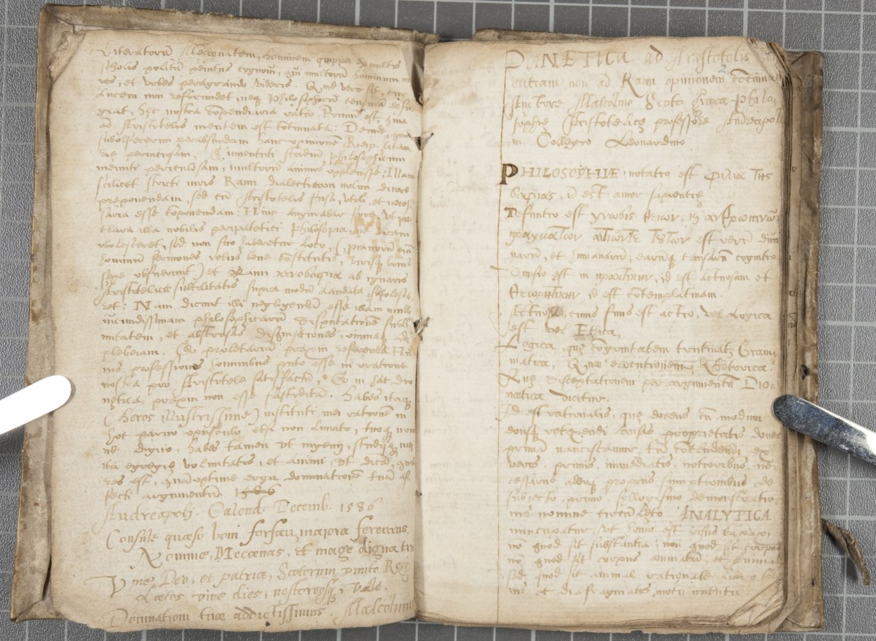 Diyalektik üzerine ders notları, c.1584-86 (ciltli ciltte kağıt üzerine kalem ve mürekkep) by John Malcolm