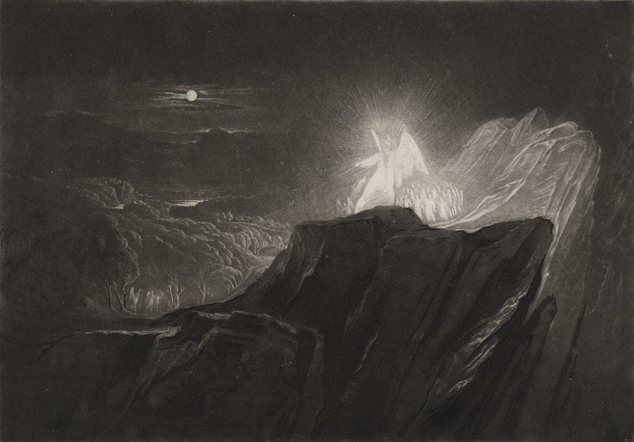 Geceleri Cenneti Koruyan Melekler, 1827 dolayları (mezzotint) by John Martin