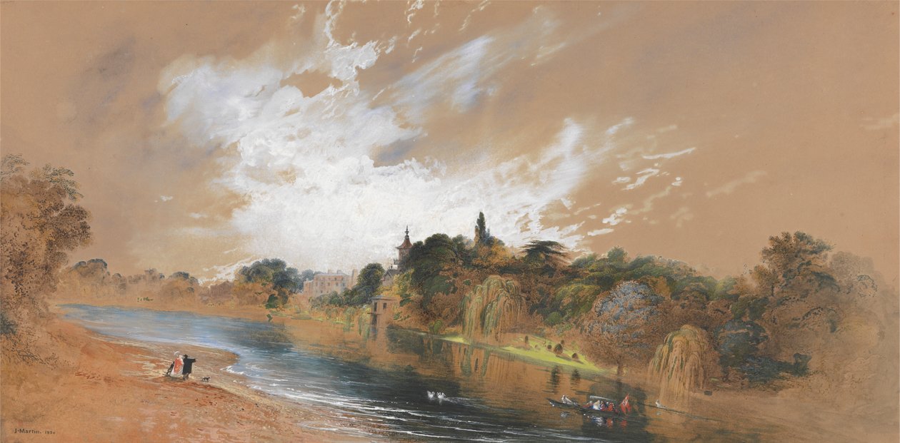 Thames Nehri'nin Kıyıları, Papa'nın Köşkü'nün Karşısı by John Martin
