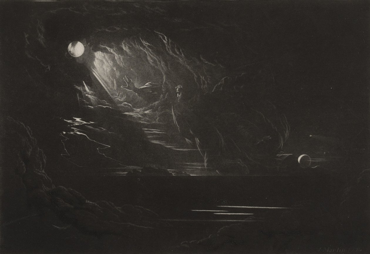 Işığın Yaratılışı, c.1827 (mezzotint) by John Martin