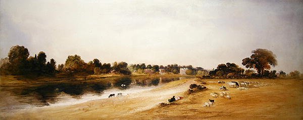 Thames, Twickenham (kağıt üzerine sulu boya) by John Martin