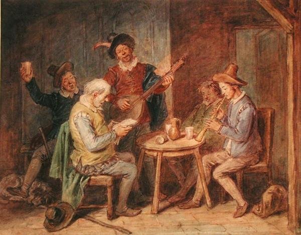 Müzikli Parti (kağıt üzerine sulu boya) by John Massey Wright