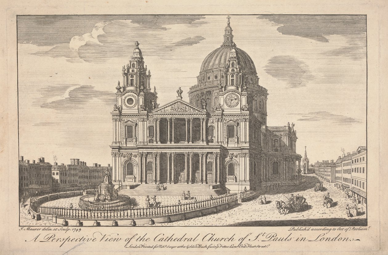 Londra'daki St. Pauls Katedral Kilisesi'nin Perspektif Görünümü by John Maurer