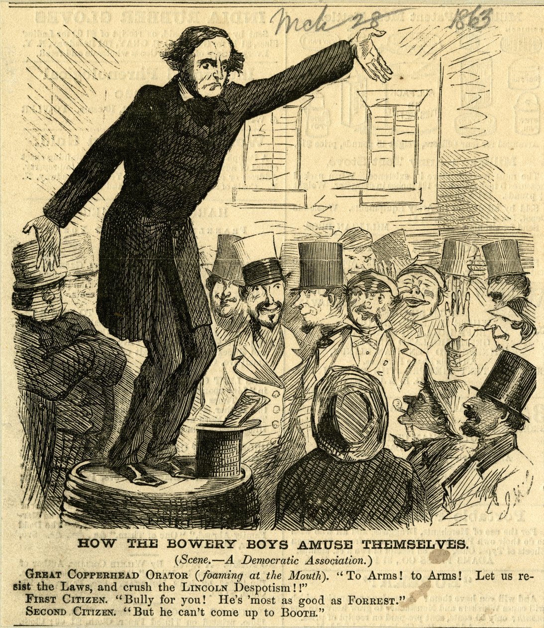 Bowery Boys Kendilerini Nasıl Eğlendiriyor, 1863 (ahşap gravür) by John McLenan