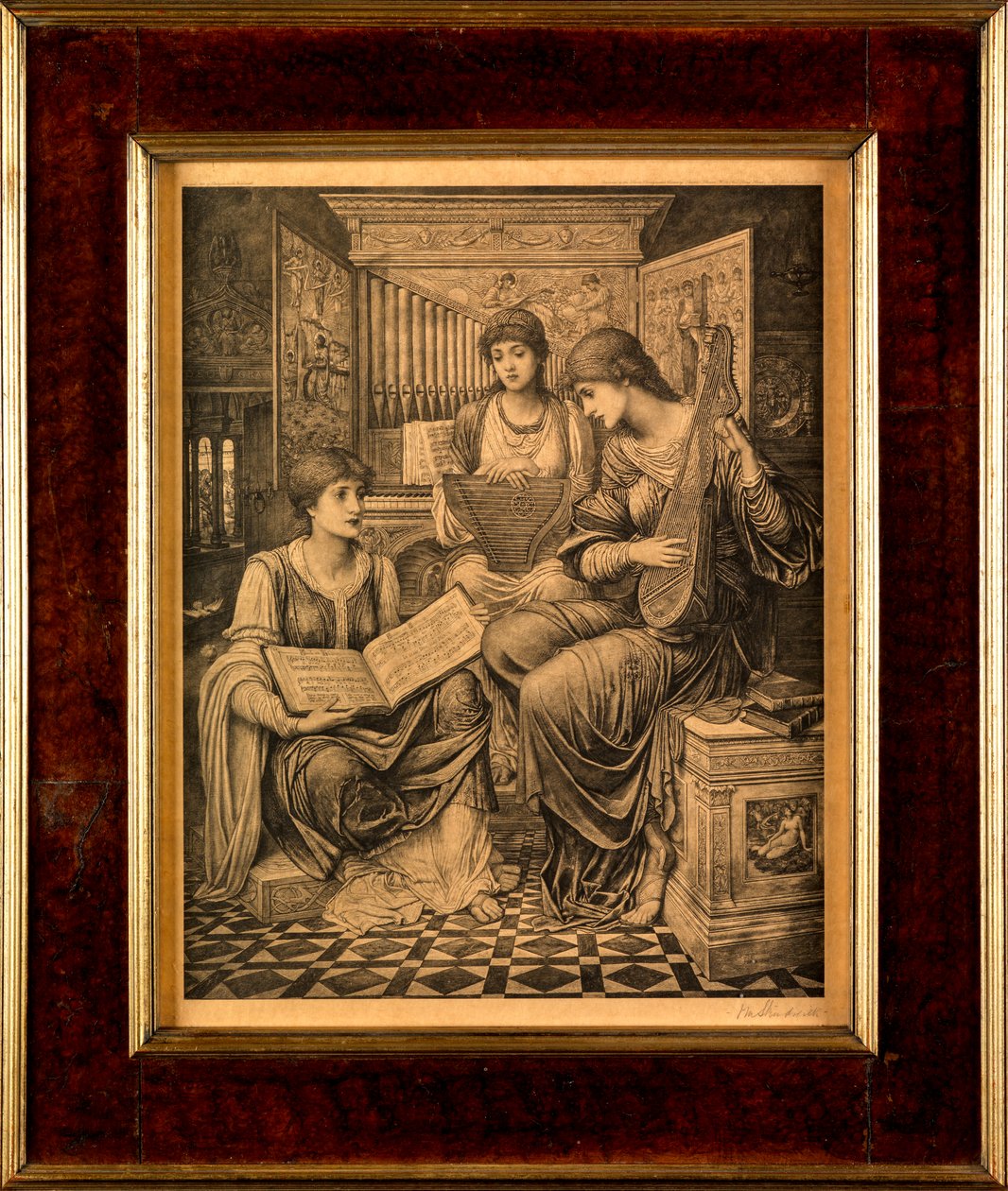 Geçmiş Günün Nazik Müziği (gravür?) by John Melhuish Strudwick