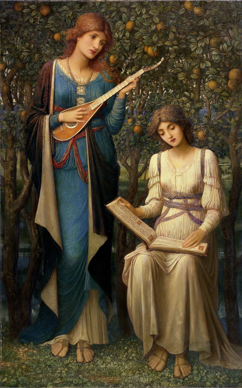 Elmalar Altınken ve Şarkılar Tatlıyken Yaz Geçip Gitmişti, 1906 dolayları (tuval üzerine yağlı boya) by John Melhuish Strudwick