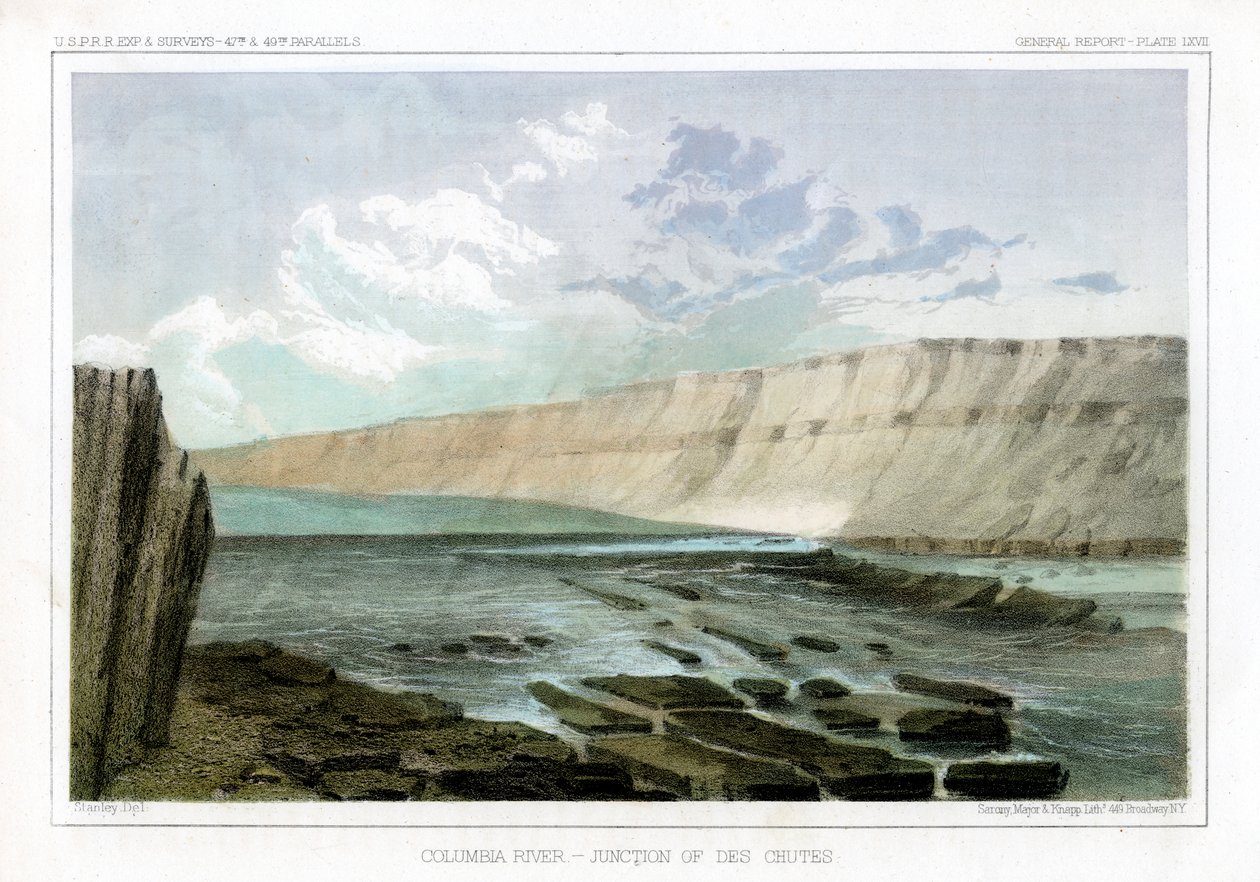 Columbia Nehri, Des Chutes Kavşağı, 1856. by John Mix Stanley