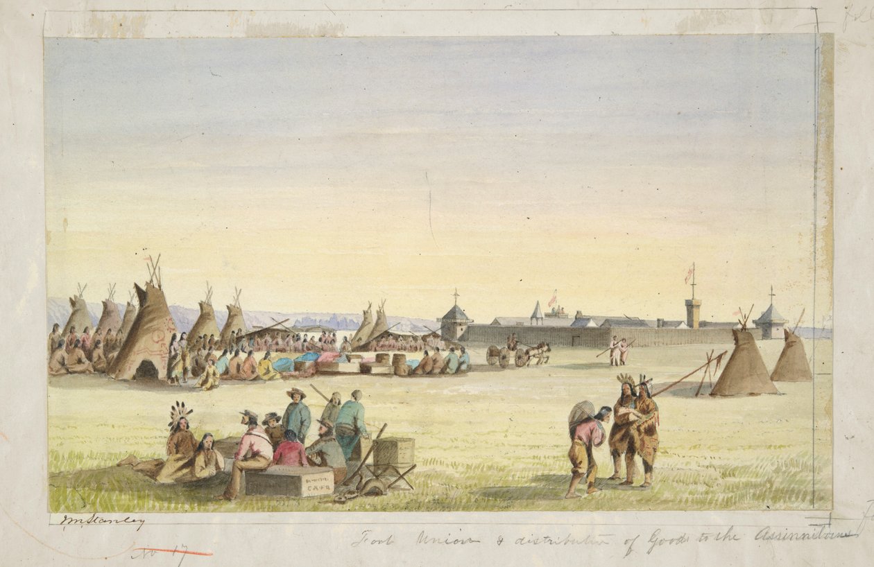 Fort Birliği ve Assiniboinlere Malların Dağıtımı by John Mix Stanley