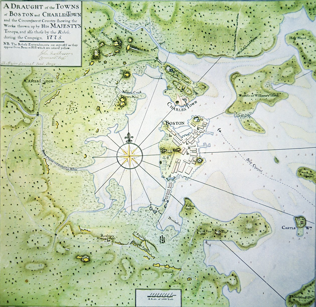 Boston ve Charlestown Haritası by John Montresor
