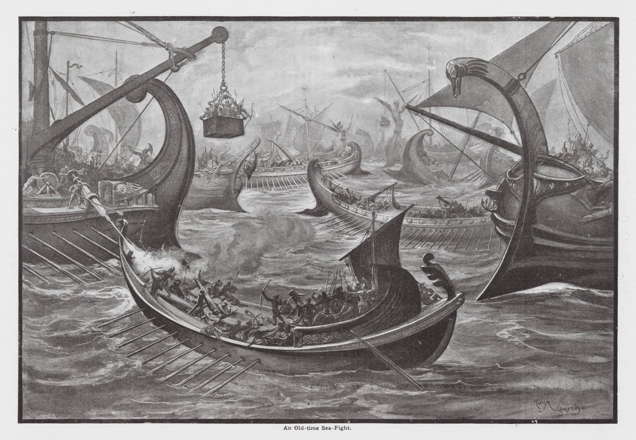 Eski Zamanlarda Bir Deniz Savaşı (taş baskı) by John Moyr Smith