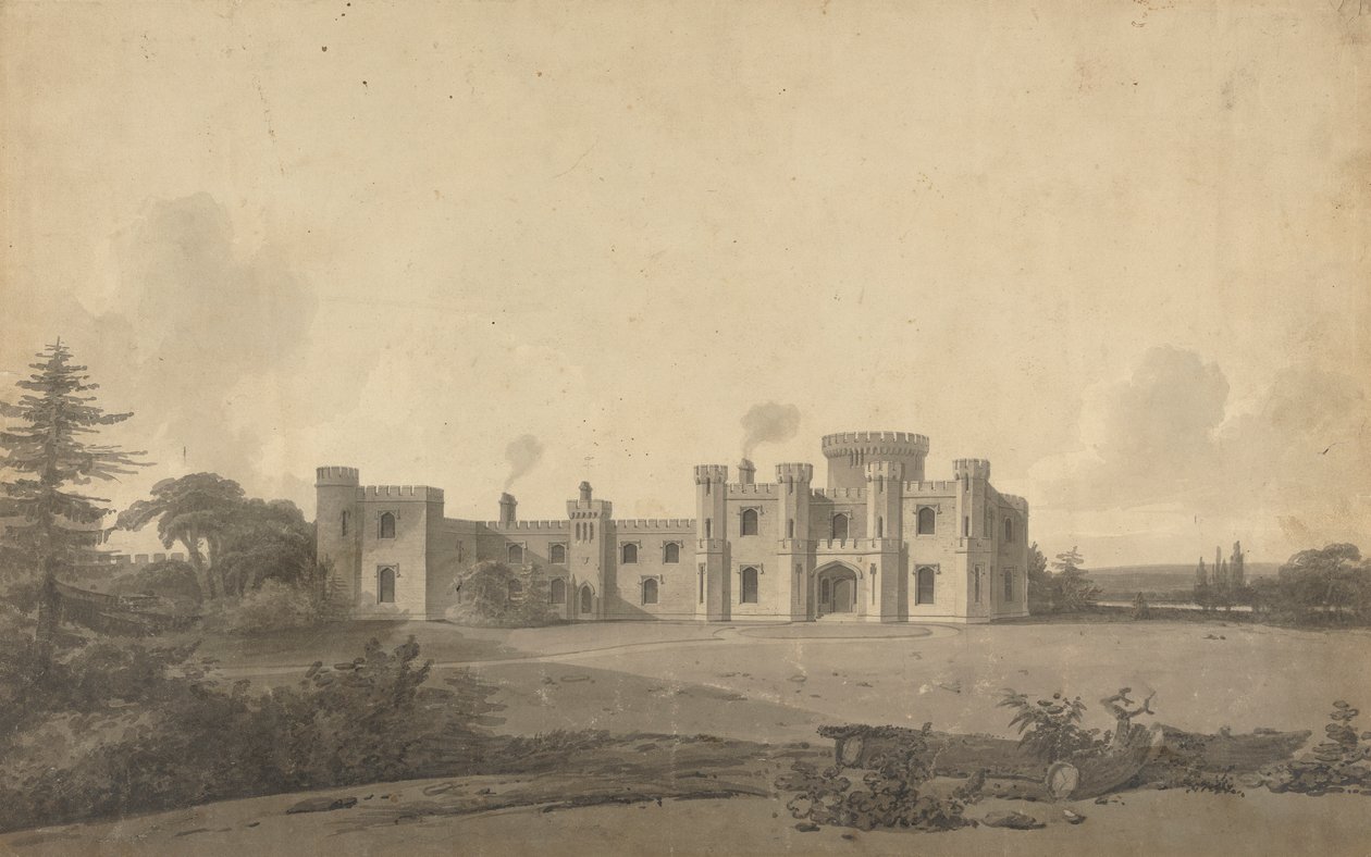 Knepp Kalesi için Tasarım, Sussex: Perspektif by John Nash