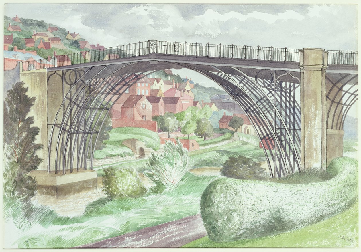 Ironbridge, Shropshire, 1960 dolayları (kağıt üzerinde wc) by John Nash
