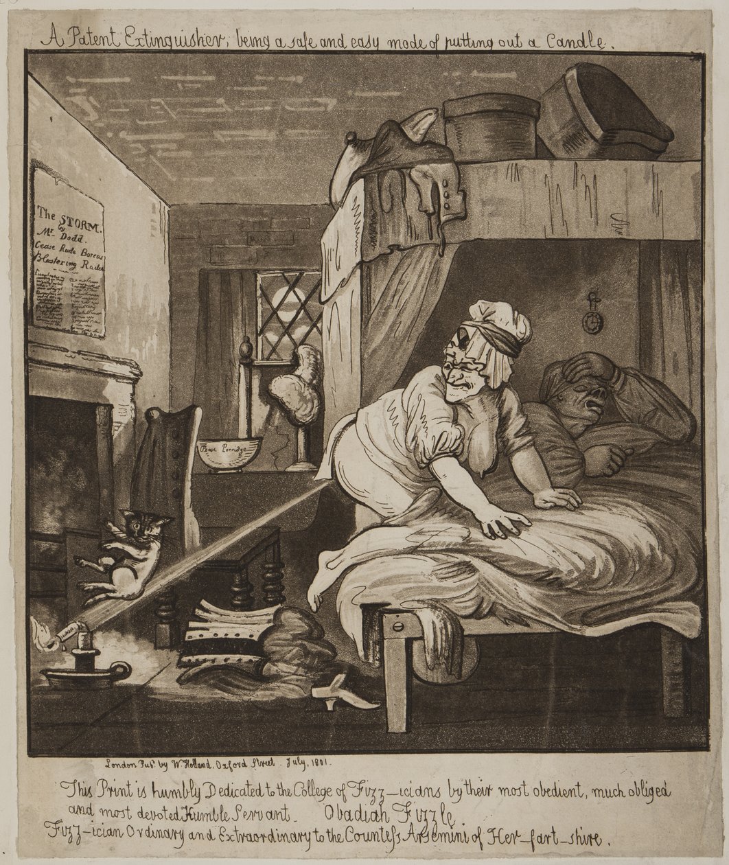 Patentli Söndürücü, güvenli ve Kolay modda Mum Söndürme, 1801 (aquatint) by John Nixon