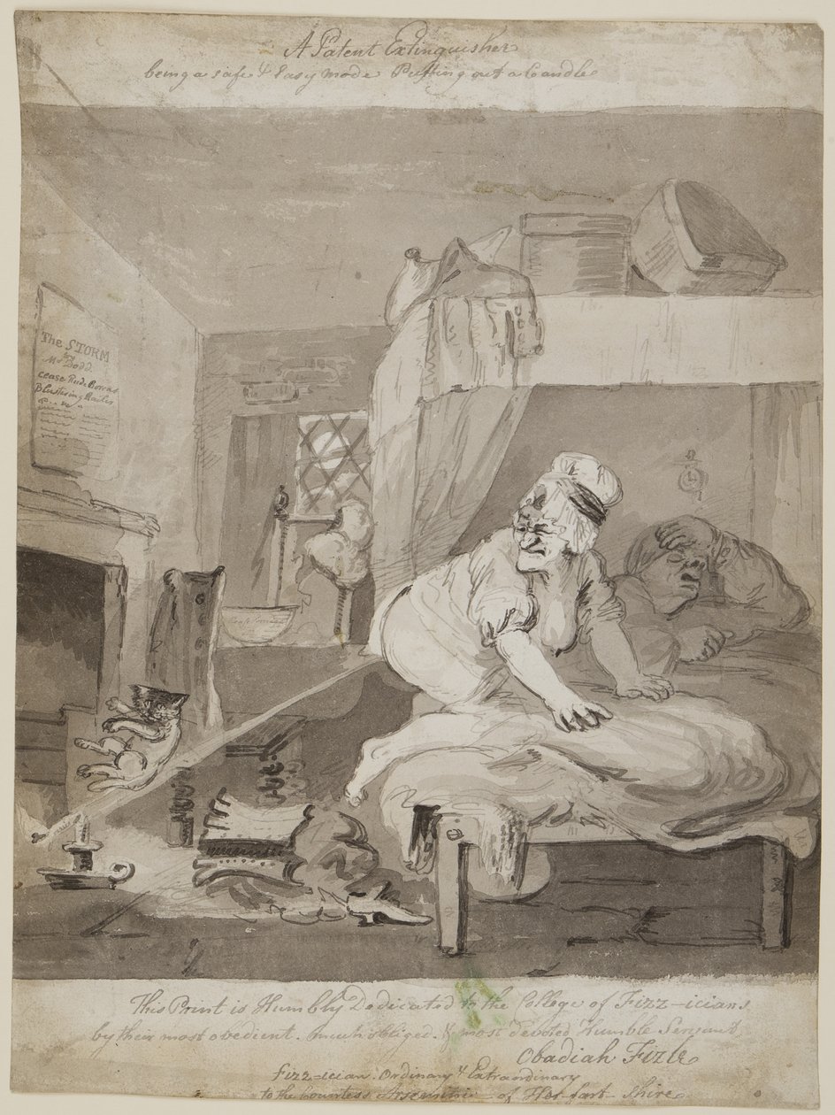 Patentli Söndürücü, güvenli ve Kolay mod olma Mum Söndürme, 1801 (kağıt üzerine kalem, fırça ve mürekkep) by John Nixon