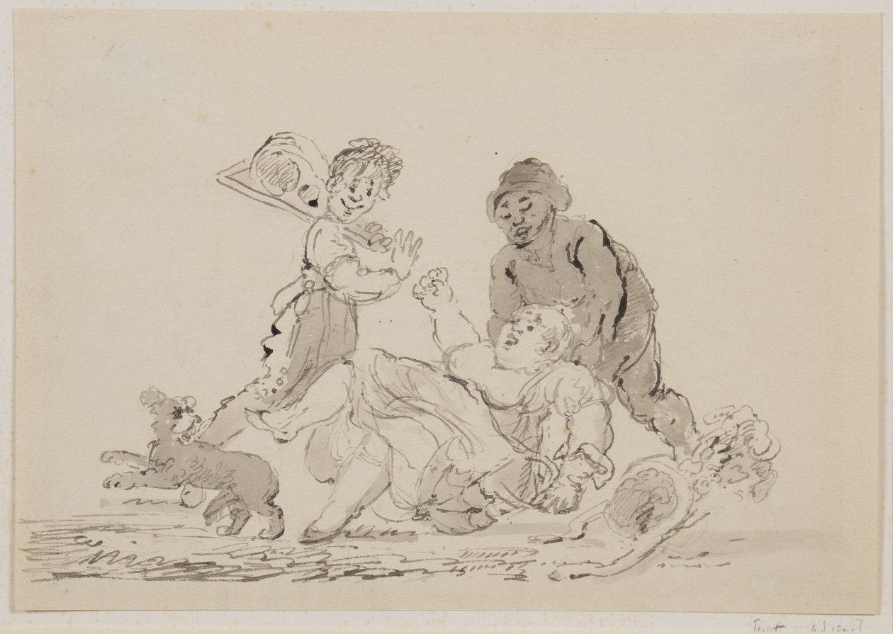 Bir Sokak Kazası, 1804 (kağıt üzerine kalem, fırça ve mürekkep) by John Nixon