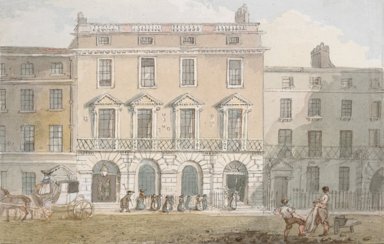 Masonlar Salonu ve Tavern, Great Queen Caddesi, c.1800 (kağıt üzerinde wc) by John Nixon