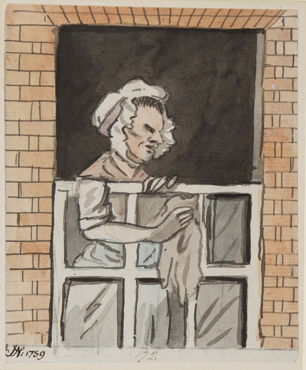 Hizmetçi temizleme penceresi, 1789 (kağıt üzerinde mürekkep ve wc) by John Nixon
