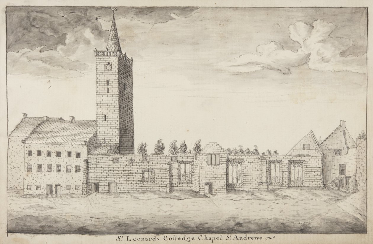St Andrews Tanımlanmış - St Leonards College Şapeli St Andrews (kalem ve kağıt üzerinde yıkayın) by John Oliphant