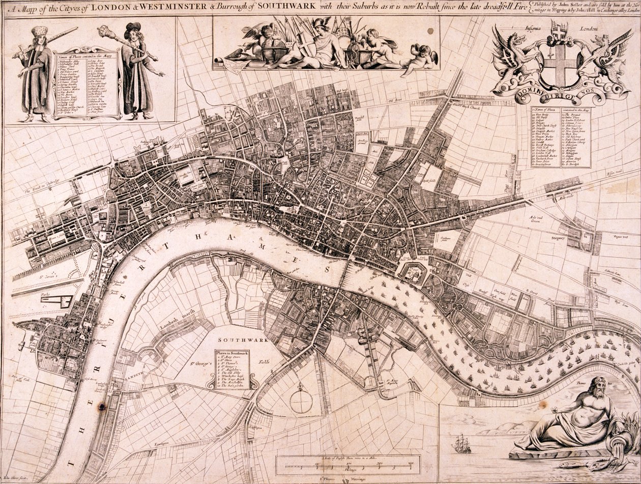 Londra Haritası, c1680 by John Oliver