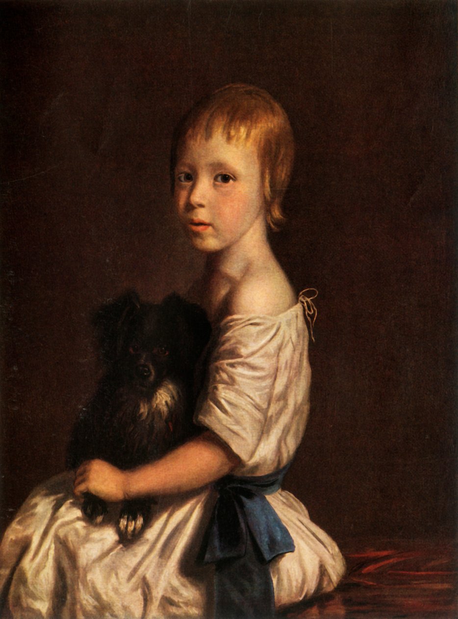 Muhterem George Scobell, D.D. Çocukken, Köpek Züppesini Tutarak , c1780, 1934. by John Opie